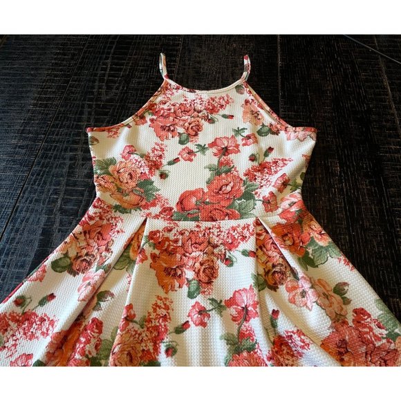 Haute Mode Size M Floral Flower Dress Pull On Pleated Skirt Sleeveless Summer - Picture 11 of 16